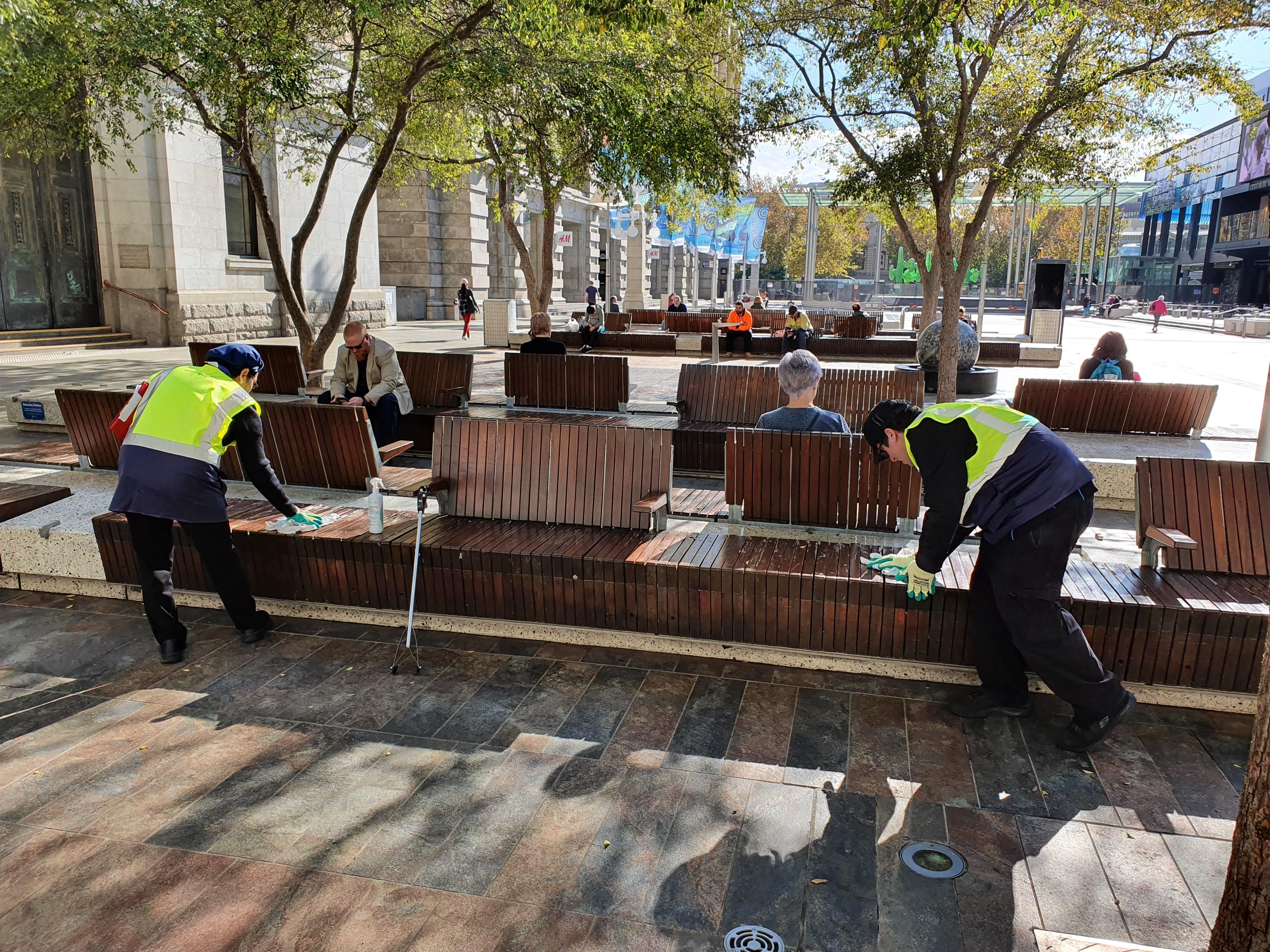 City of Perth staff sanitising public areas