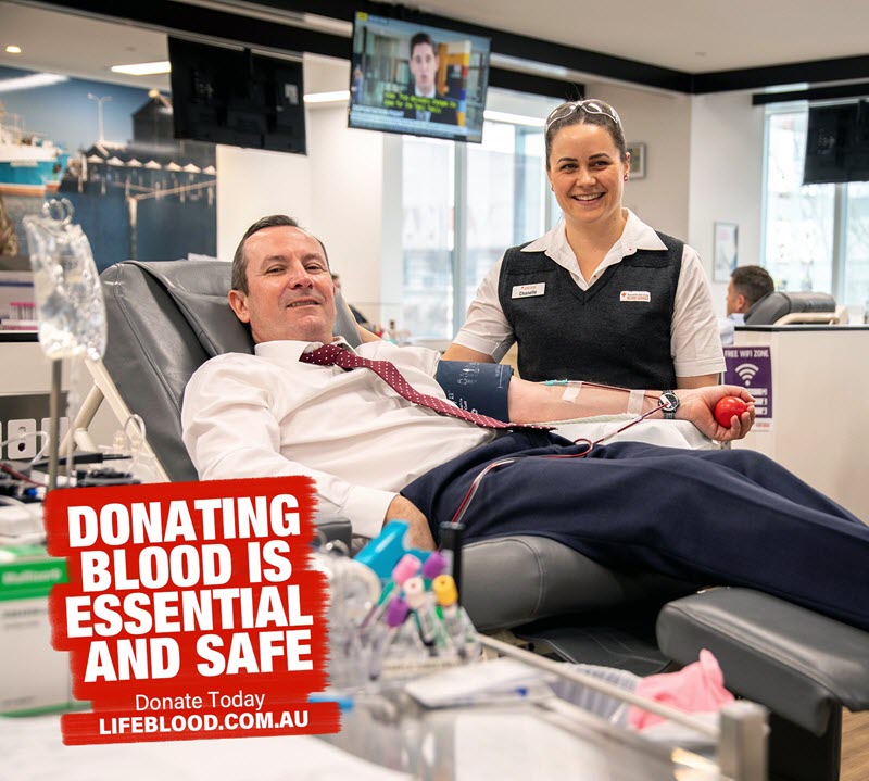 Premier Mark McGowan donates blood