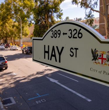 Street sign on Hay Street