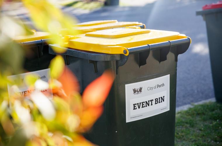City of Perth event recycling and waste bin