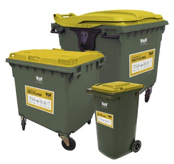 Refuse bins with yellow lids
