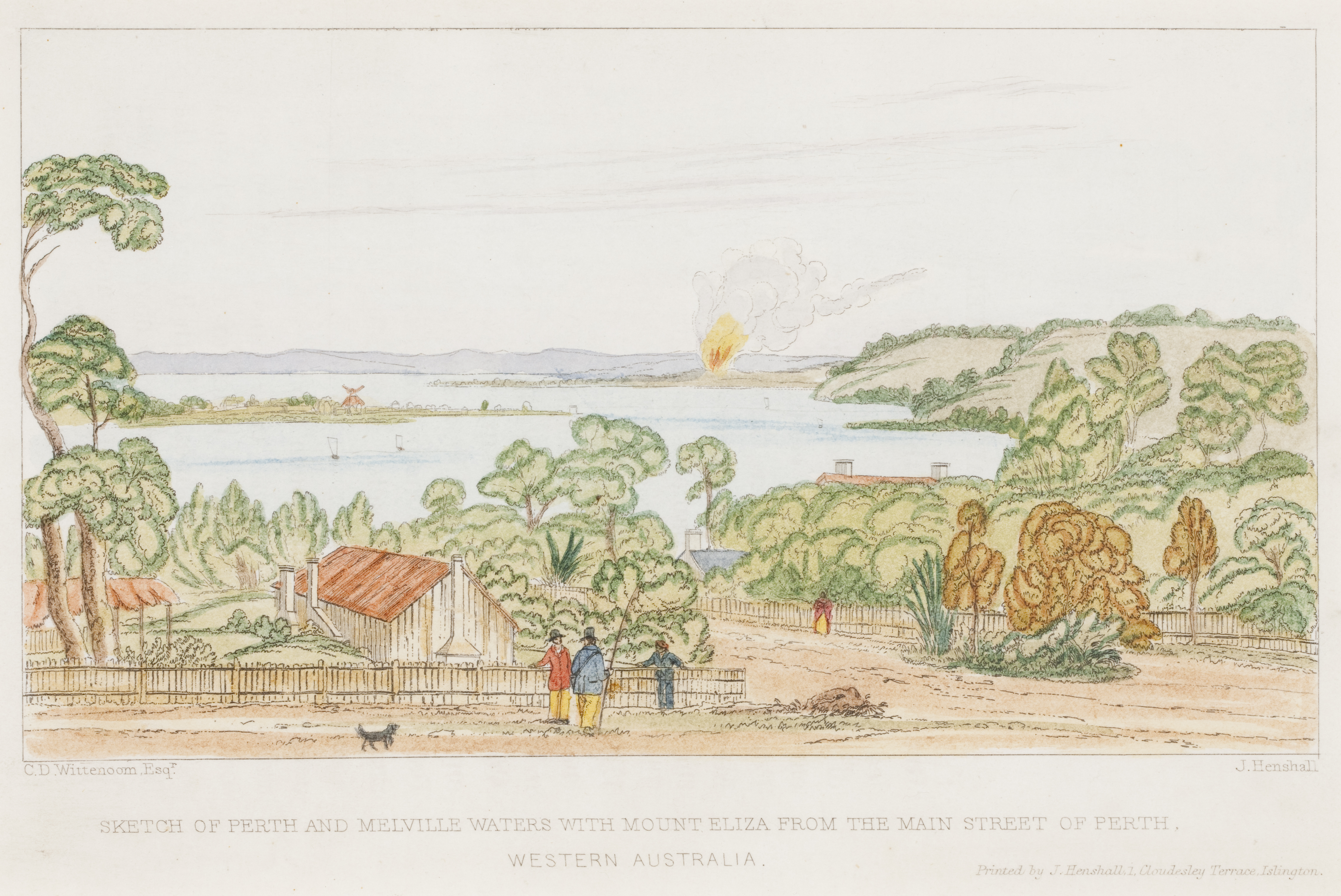 State Art Collection, Art Gallery of Western Australia-Sketch of Perth and Melville Waters with Mount Eliza from the main street of Perth, WA 1839