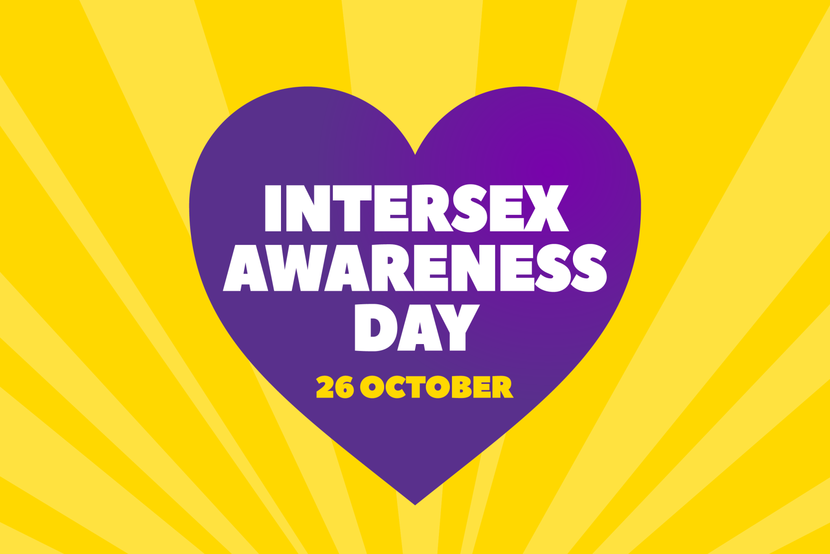 Purple love heart with the words "Intersex awareness day 26 October" in it