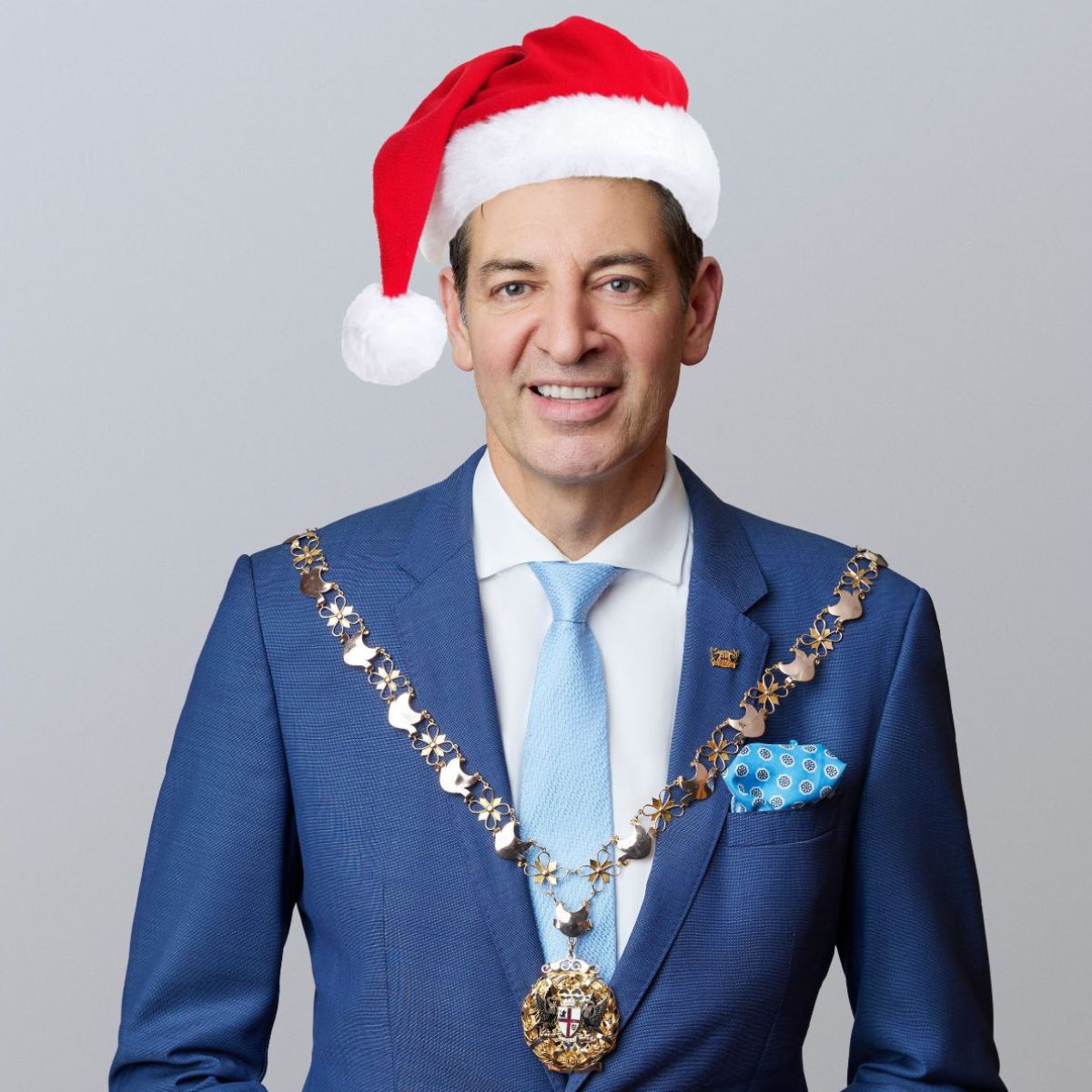 Lord Mayor Basil Zempilas wearing a santa hat