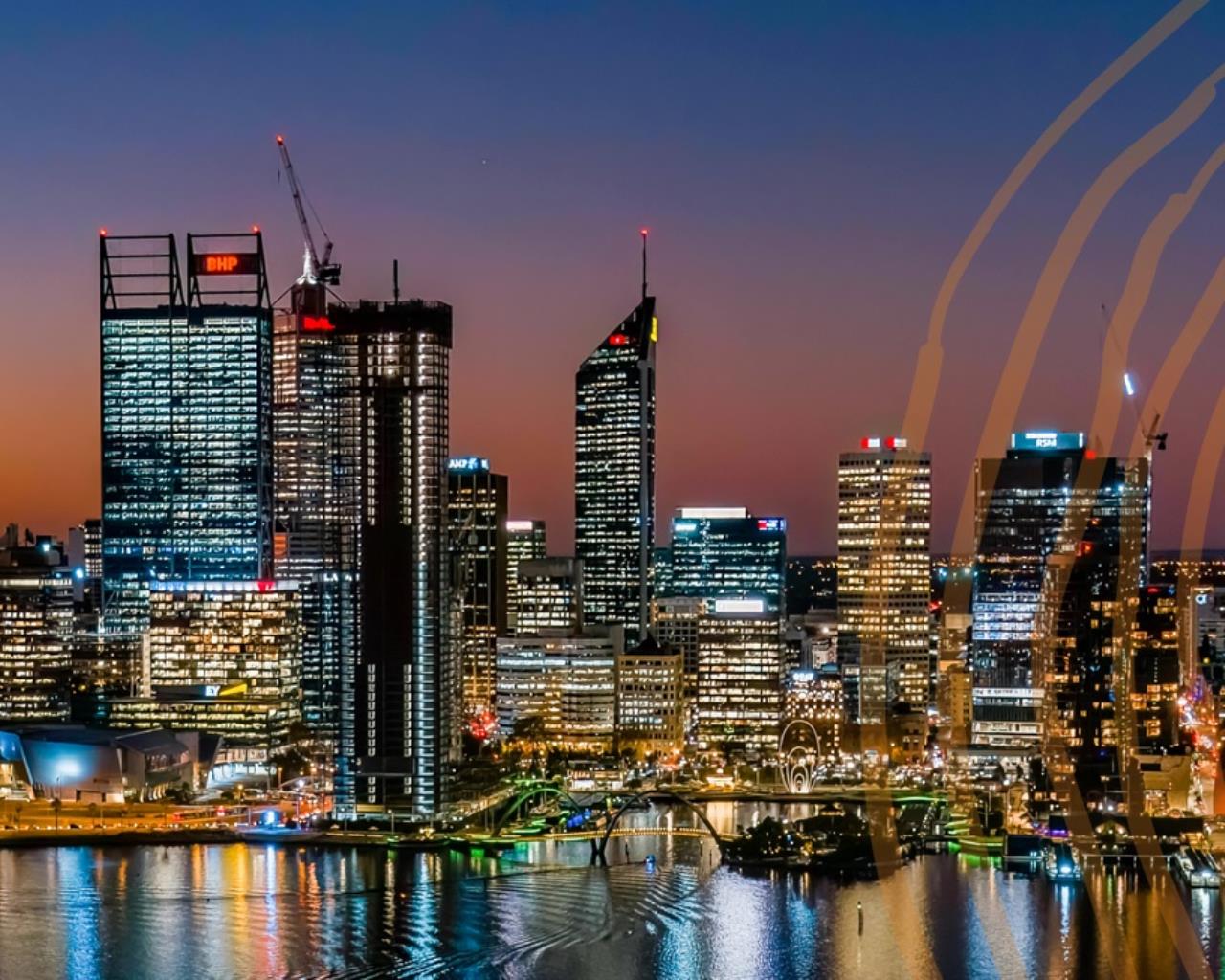 Perth City skyline at night