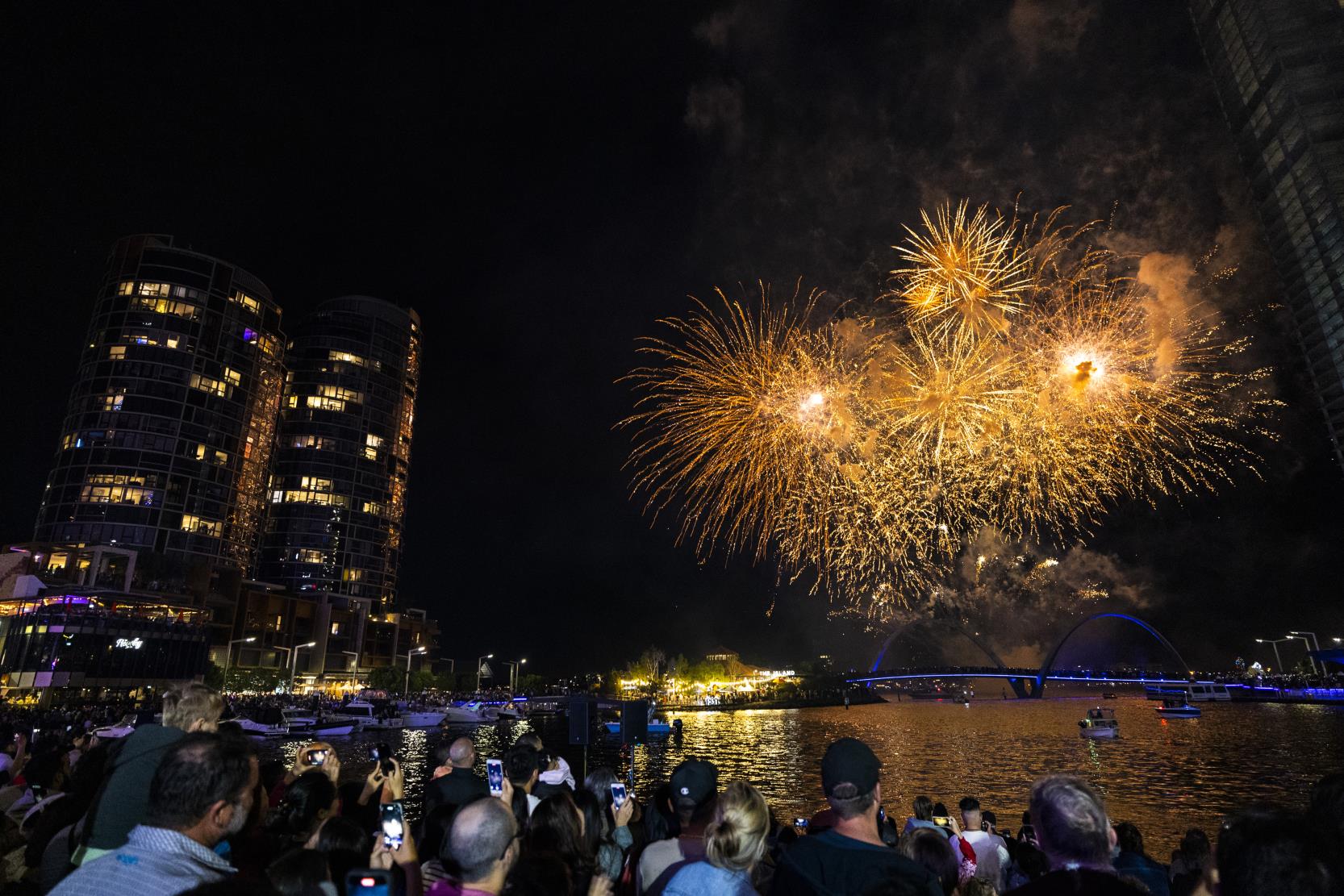 New Year's Eve fireworks at Elizabeth Quay