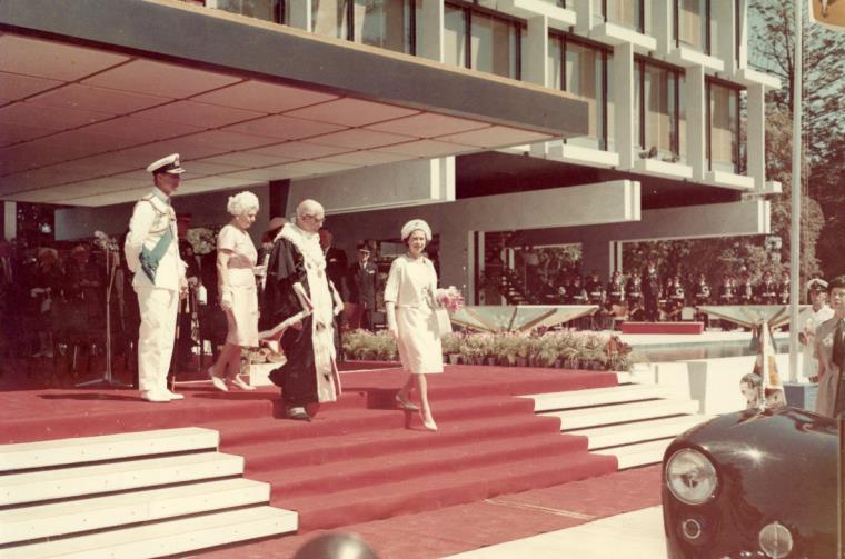 Old image from 1963 depicting the Queen and the Duke of Edinburgh officially opening Council House.