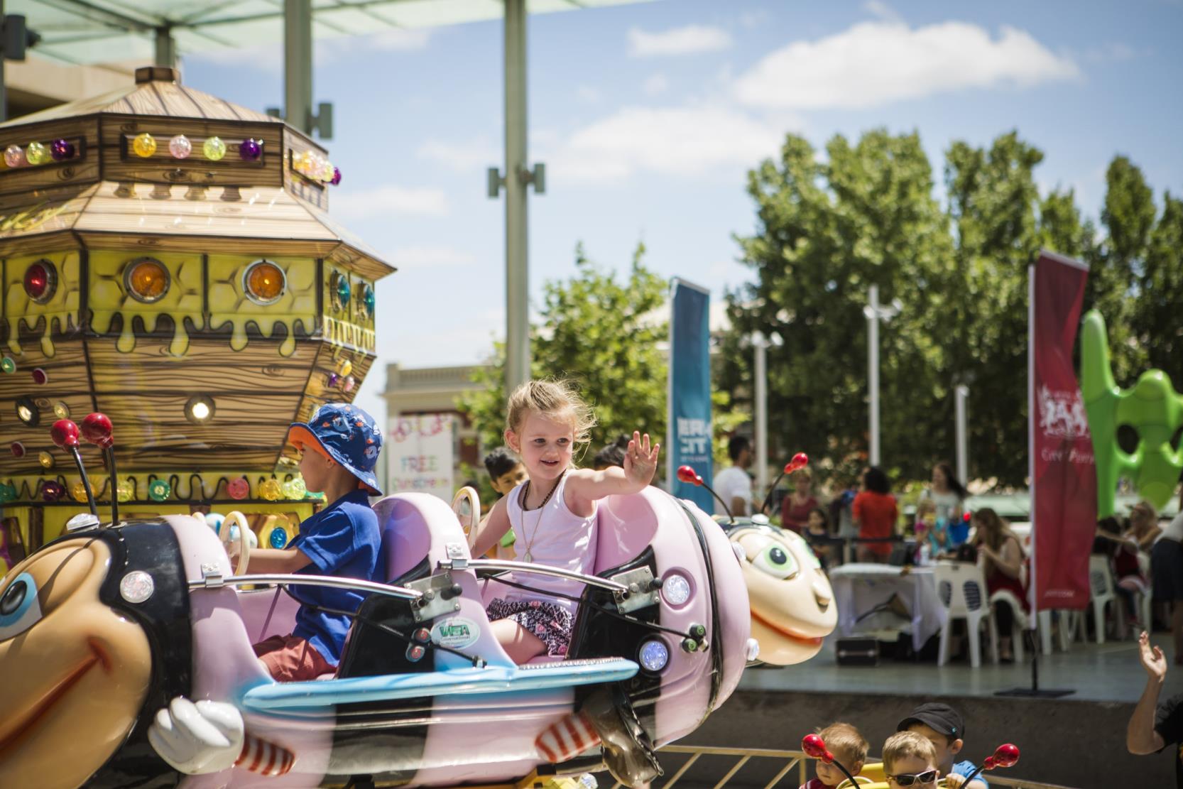 Little girl on carnival ride