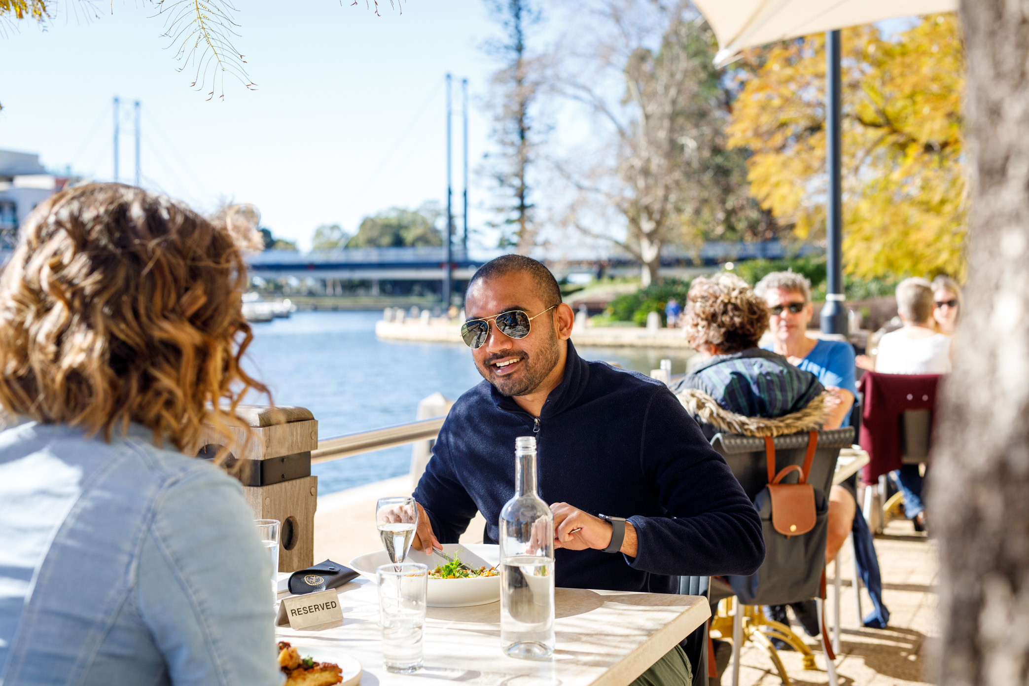 Outdoor diners near Claisebrook Cove