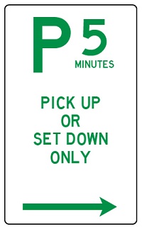 P5 min pick up or set down street sign