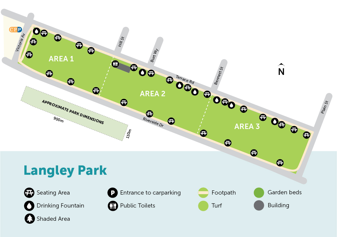 Digital map of Langley Park with legend