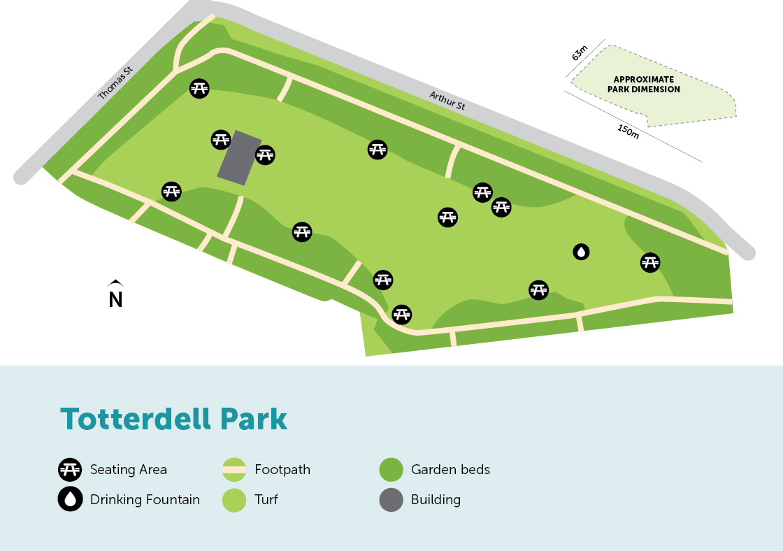 Digital map of Totterdell Park with legend