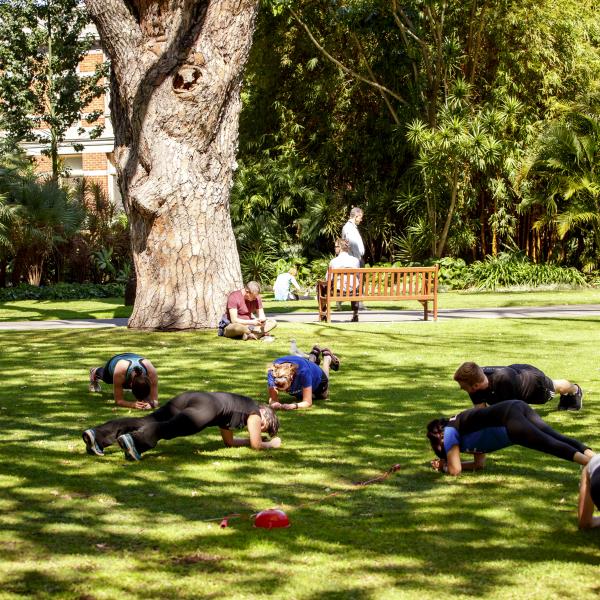 Group fitness sessions at council house gardens