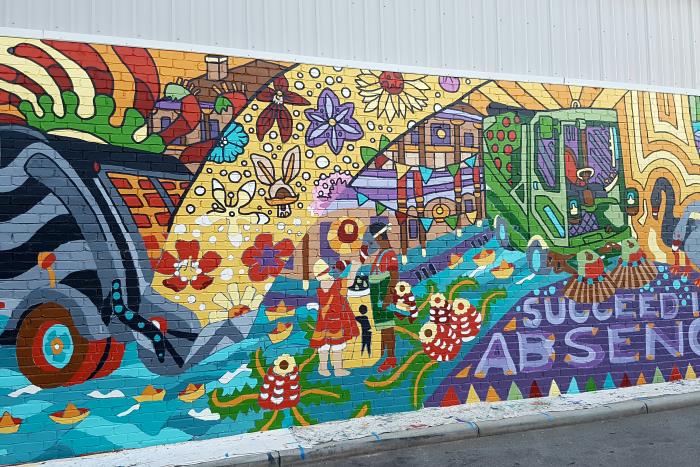 Succeed in Absence mural at Errichetti PLace