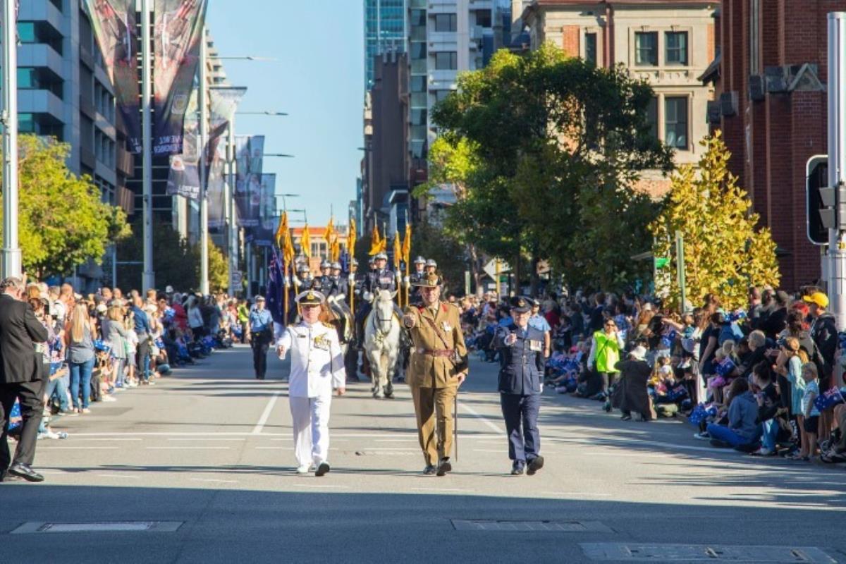 veterans marching down the street at the Anzac day march