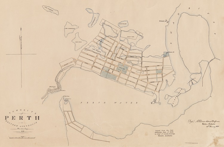 Townsite of Perth in Western Australia [cartographic material] : from actual survey 1838
