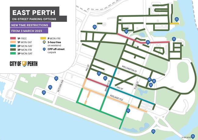 Map - On Street Parking - East Perth - 3 March 2023