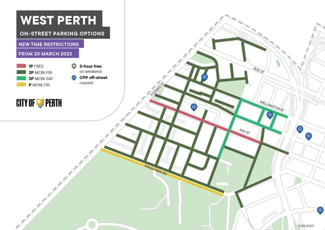 Map - On Street Parking - West Perth - 20 March 2023