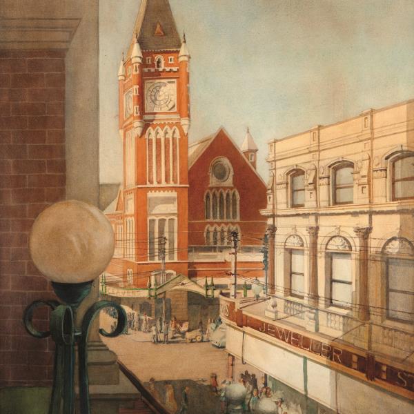 Painting of Perth Town Hall by P Bennett